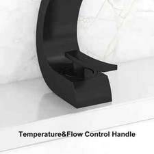 Modern Single Hole 1-Handle C-Shaped Curved Spout Bathroom Sink Faucet