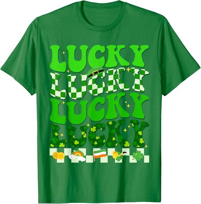 Lucky Groovy Shamrocks St Patricks Day Design Unisex T-Shirt