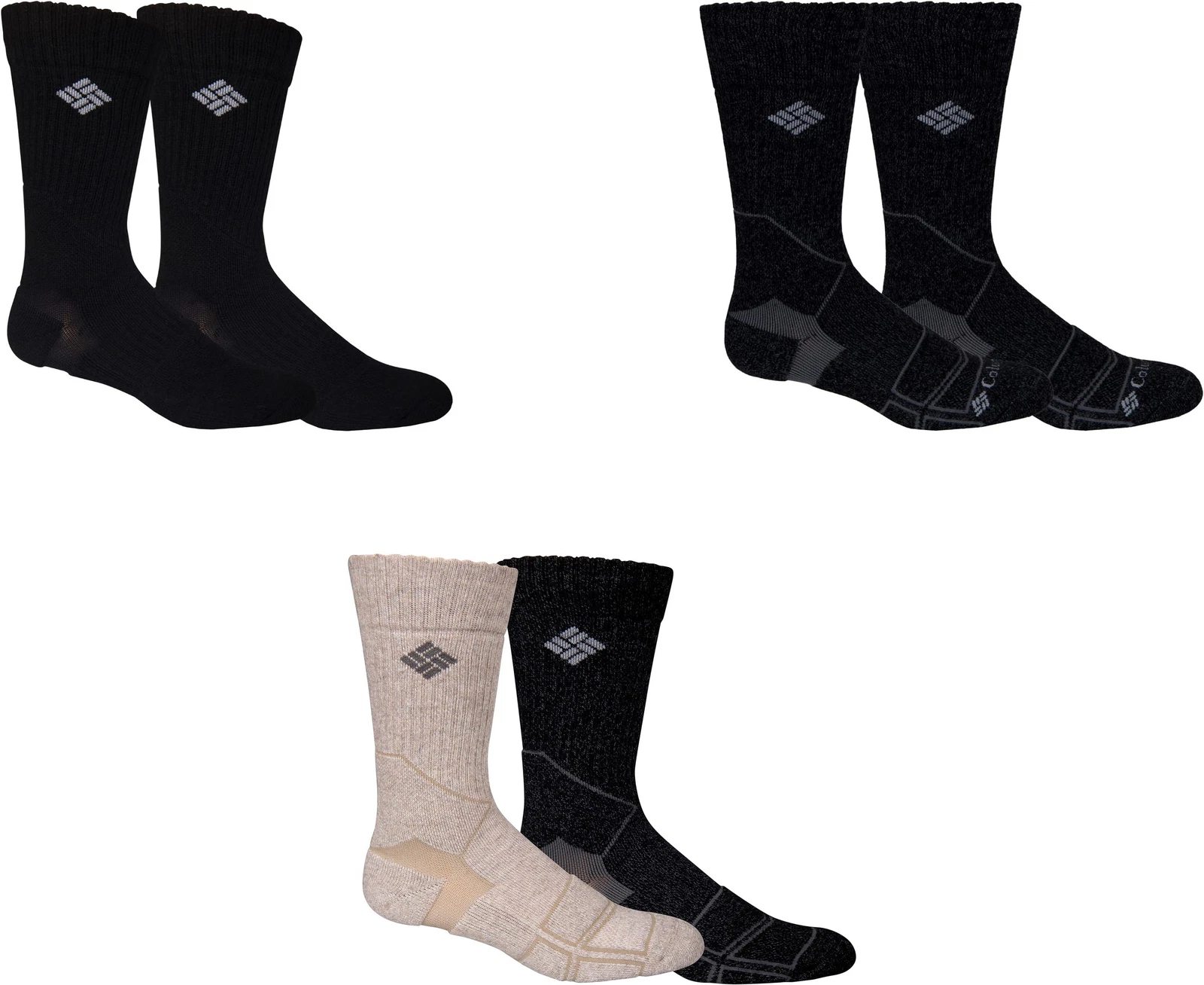 Columbia Men's Wool Blend Hiking Crew Socks (2 Pairs)