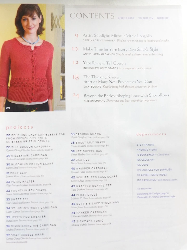 Interweave Knits magazine Spring 2009  - 22 patterns Lace Accessories Short Rows - Image 2 of 3