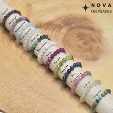 Natural Gemstone Crystal Beaded Stretch Ring CHOOSE BIRTHSTONE  Jewellery