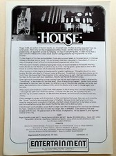 HOUSE - VINTAGE ORIGINAL PRESS INFO SYNOPSIS SHEET - WILLIAM KATT - HORROR