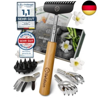 HELDSON Rückenkratzer Holz EXTRA STABIL [6 Kratzvarianten] - Kratzhand Rückenkratzer T