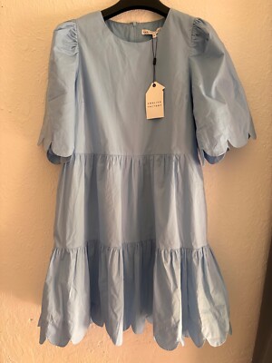 english factory blue medallion floral estelle scalloped dress It's In The Wind Navy Medallion Floral Dress, X-Large - The Mint Julep Boutique main image 1