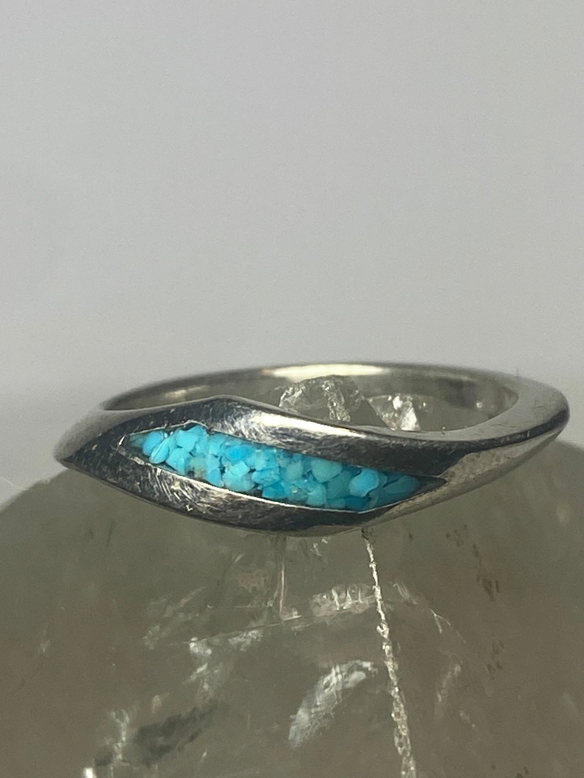 Turquoise chips ring slender stacker southwest wo… - image 2