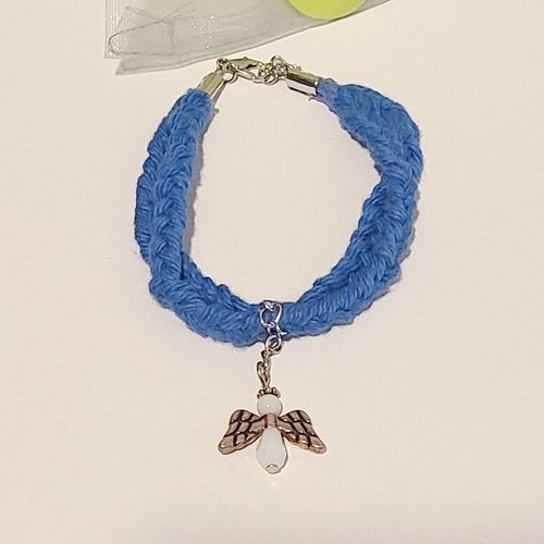 Christian Blue Double Braided Rope Cord Bracelet & Necklace with Angel Pendant. - Picture 2 of 7