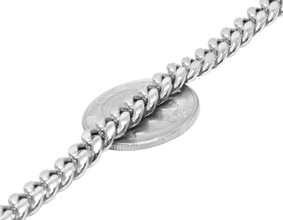 Men's White Gold Solid Miami Cuban Link 7mm Chain Necklace 20-30
