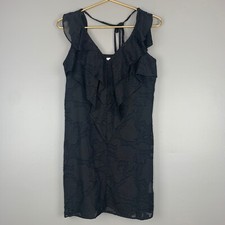 BCBGeneration Womens Size XS Black Floral Tie Back Sleeveless Mini Dress