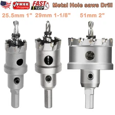 Carbide Tip TCT Hole Saw Cutter Drill Bit Set For Stainless Steel Metal Alloy