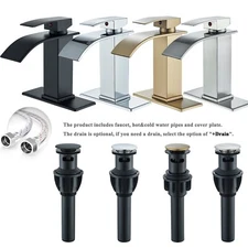 Waterfall Bathroom Sink Faucet Single Handle Hole Vanity Mixer Taps with Cover