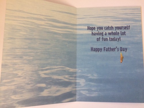 Leanin’ Tree Father’s Day Fishing Theme Greeting Card Fishing Rod Dog Net Dock - Picture 4 of 7