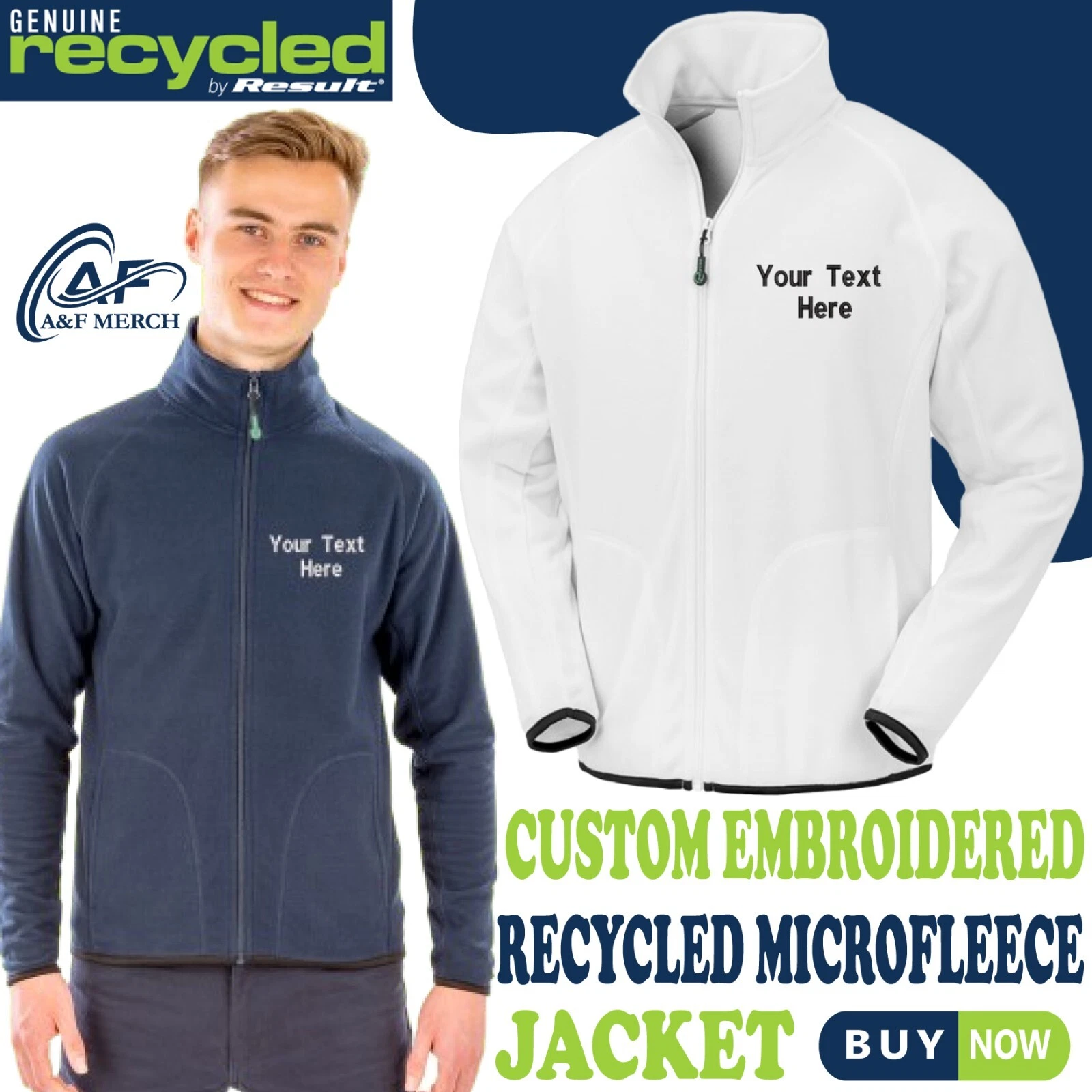 Personalised Embroidered R907X Recycled Microfleece Jacket Full Zip Fleece