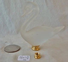 Lamp Finial Large Blown Crystal Art  Glass Swan 3 1/2" h x  3 3/8" (RA)