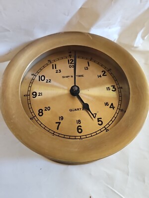 SHIPS TIME クオーツ 置時計 アンティーク 直径11.5cm 船舶時計 Ship's Time Quartz Nautical brass 7 inches | eBay