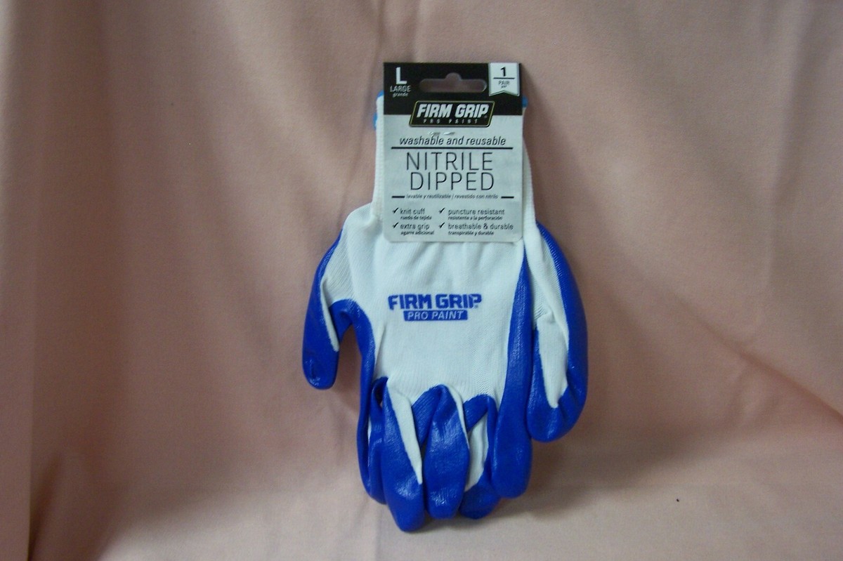 Firm Grip Nitrile Dipped Pro Paint Blue Washable and Reusable Gloves Size L  NEW
