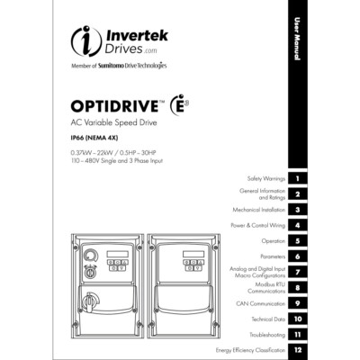VFD - User Guide - Invertek Optidrive E3 - General Purpose NEMA 4X - VFDexchange