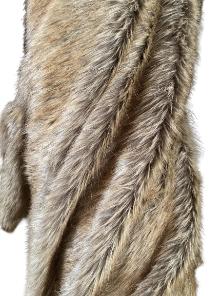 Faux Fur Tan Wolf, Bedspread, Minky Cuddle Fur Lining, Handmade, Fur Accents USA - Image 4 of 4