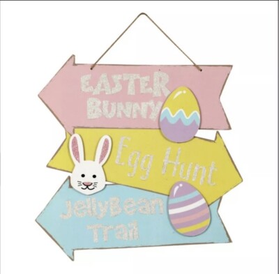Easter Spring door hanging decor Happy Easter on it  farmhouse egg hunt decor