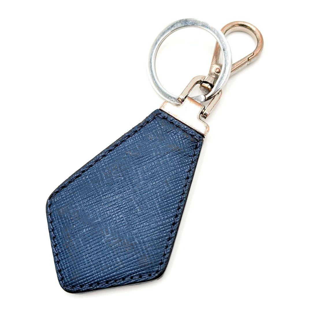 Prada Saffiano Leather Key Ring Triangle Genuine Leather Blue Used thumbnail 3