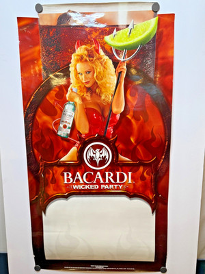 Bacardi Rum Wicked Party Bar Promo Poster 14''x26'' Halloween Pin Up Man Cave