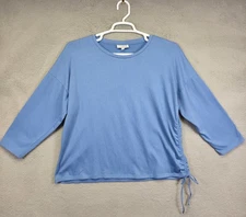Studio B Bobeau Top Women XL Blue Adjustable Ruched Side Knit Stretch Soft Comfy