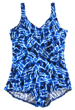 Vintage Speedo Blue Tie Dye Abstract Slimming One Piece Swimsuit Woman 18