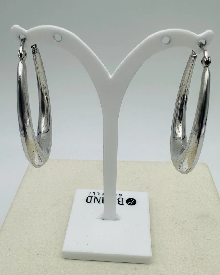 Orecchini A Campanelle In Argento 925 , Ovali Peso7,8gr - Immagine 2 di 4