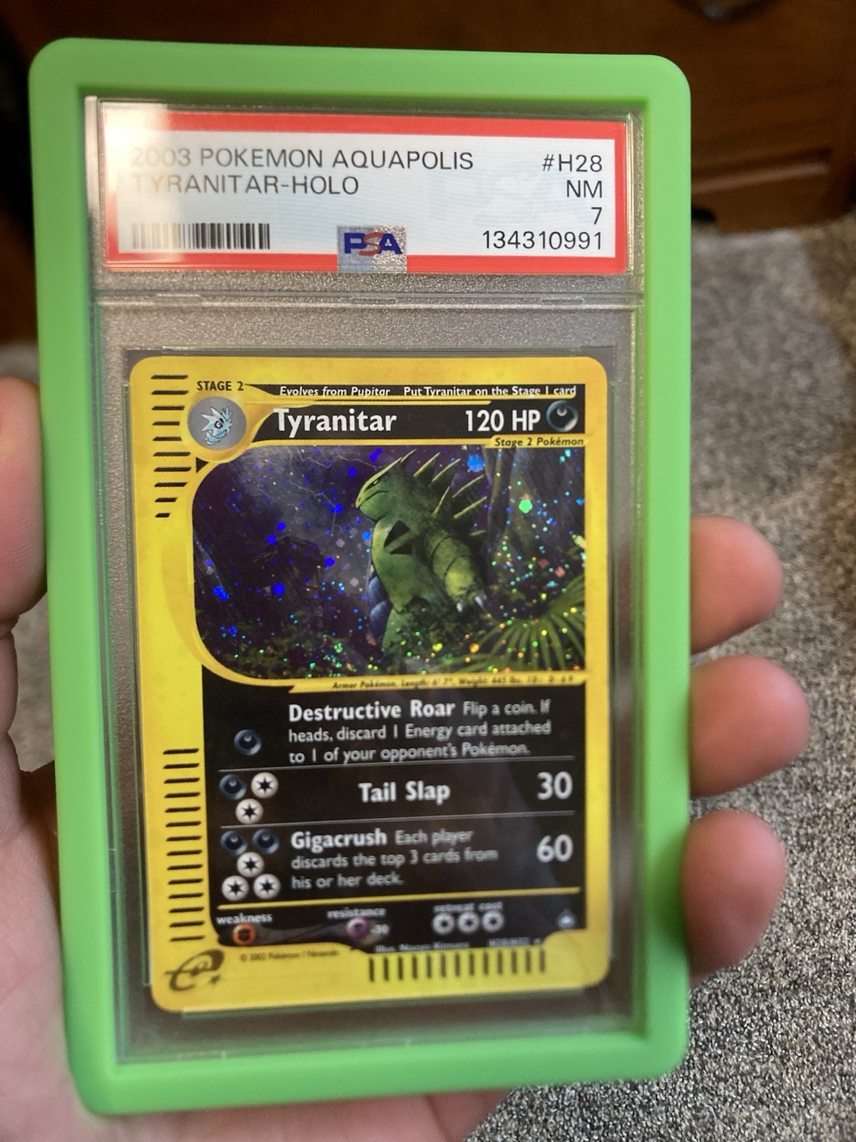 Tyranitar Holo #H28- 2003 Aquapolis 2003 PSA 7 Mint