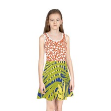 Girls' abstract and tropical print Sleeveless Sundress (AOP)