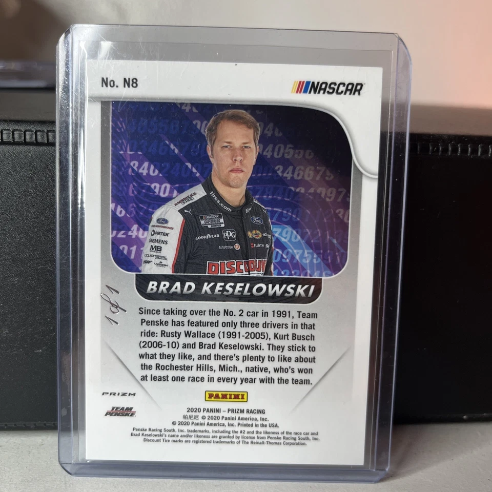 Brad Keselowski 2020 Panini Prizm Racing Black Finite 1/1 - Image 3 of 4