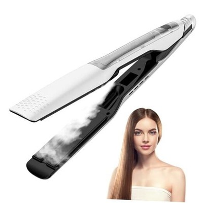 Hair Straightener, 1 Inch Steam Hair Straightener & Curling Iron 2-in White