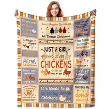 50"x40" Cute Chicken Blanket Funny Chickens Throw for Couch Sofa Bed Decor