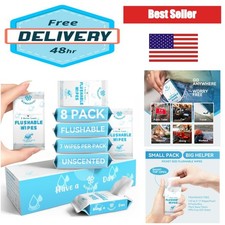 WONDERFUL Flushable Travel Wipes, Unscented Plant-Based Mini Packs, Septic Safe