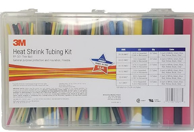 3M FP301-3/32-TO-1/2-ASSRTED-5 Single Wall (Thin) Heat Shrink Tubing 48 inch