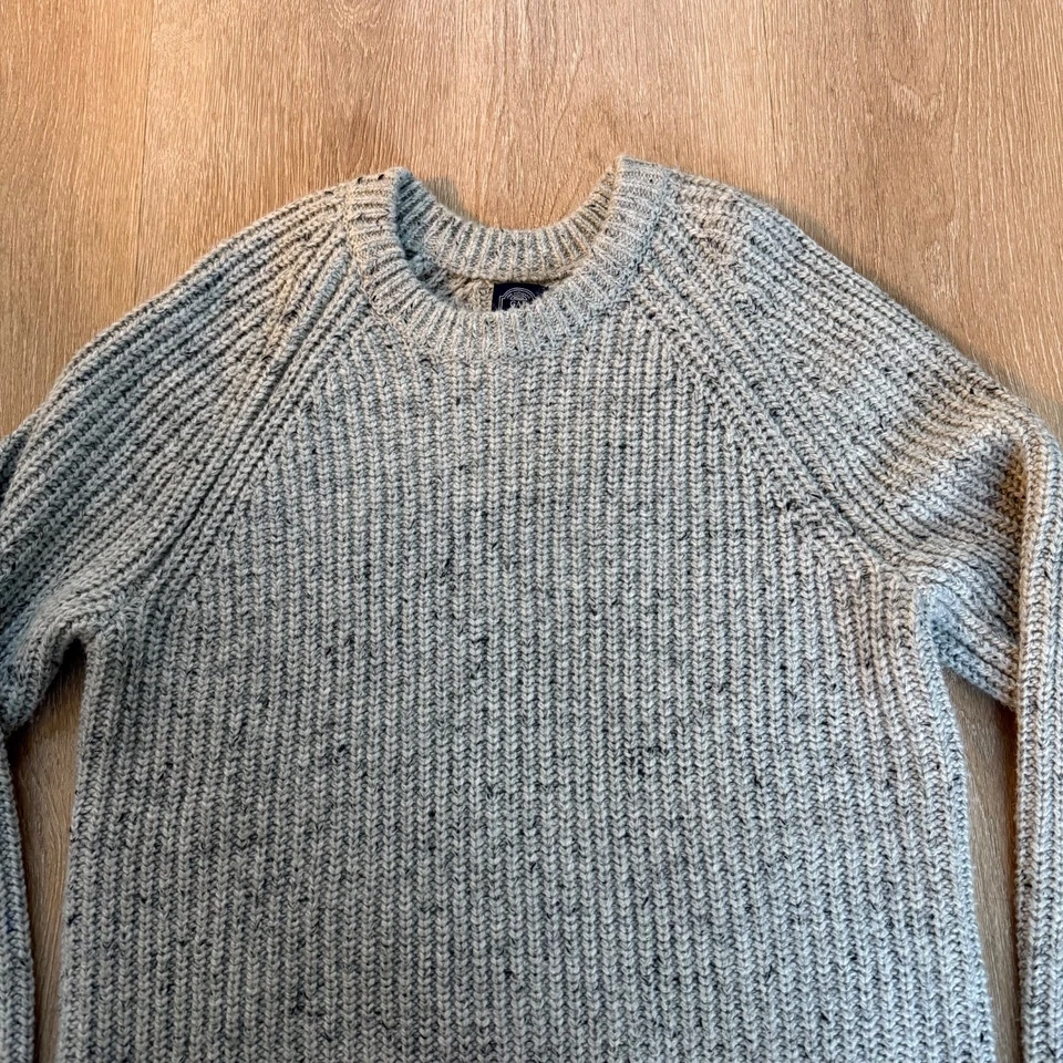 GAP Donegal Wool Blend Sweater Mens L Tall Crew Neck Chunky Knit Ribbed Grey - Image 3 of 4