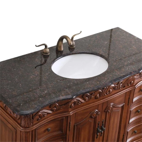 Elegant Decor Oakland 48" Single Marble Top Bathroom Vanity in Teak - Picture 9 of 18