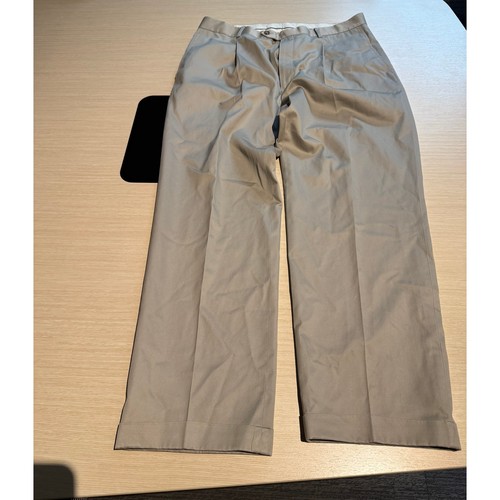 Talbots, Talbots Mens Pleated Cuffed Khaki Chino Pants 36x30 Wrinkle Resistant Cotton