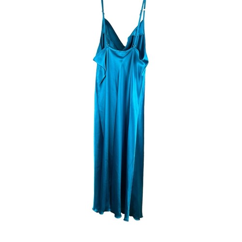 Whimsygoth fairy Turquoise Teal Blue Silky Slinky Slip Dress Cowl Neck Y2K XL - Picture 4 of 12