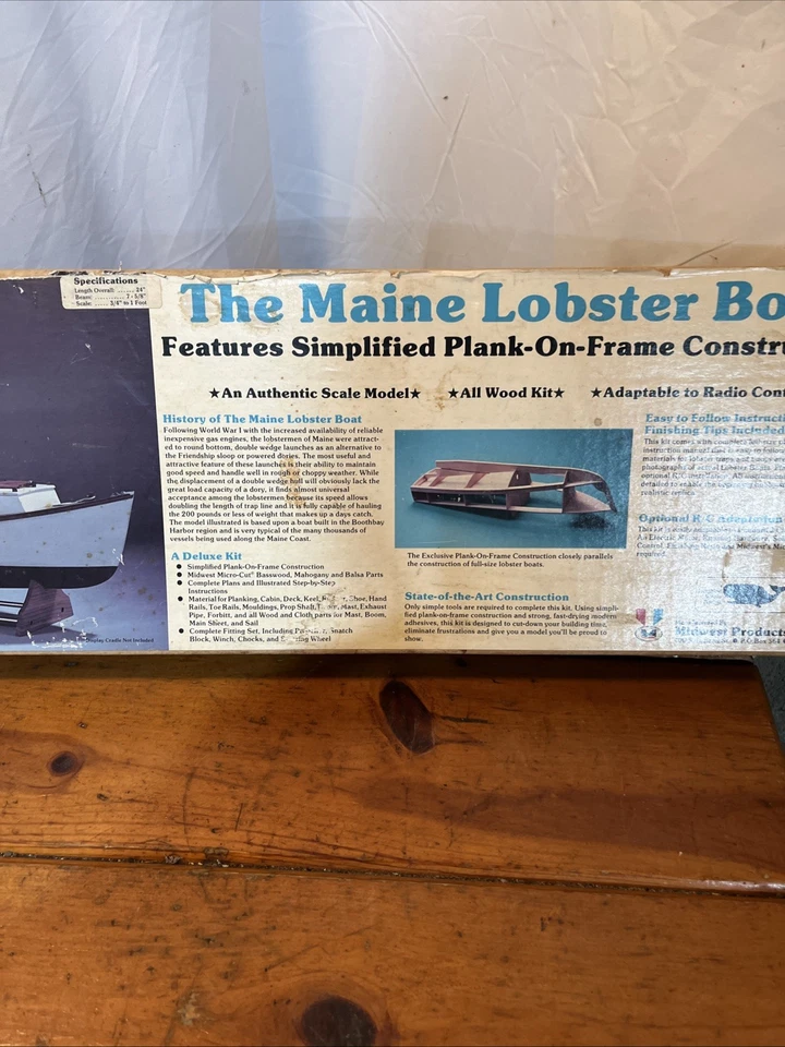 MIDWEST PRODUCTS MAINE LOBSTERBOAT WOOD DISPLAY MODEL KIT #953 - Image 3 of 4