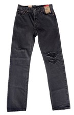 Levi's Women's 501 Original Button Fly Black Jeans Distressed Straight 27x30 New
