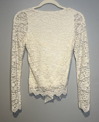 Francesca s Elena Floral Lace Bow Back Top Cream Sz Small NWT MSRP $44