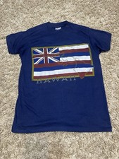 Vintage 80s 90s Hawaii State Flag T-Shirt Hanes Fifty-Fifty USA Made L 42-44
