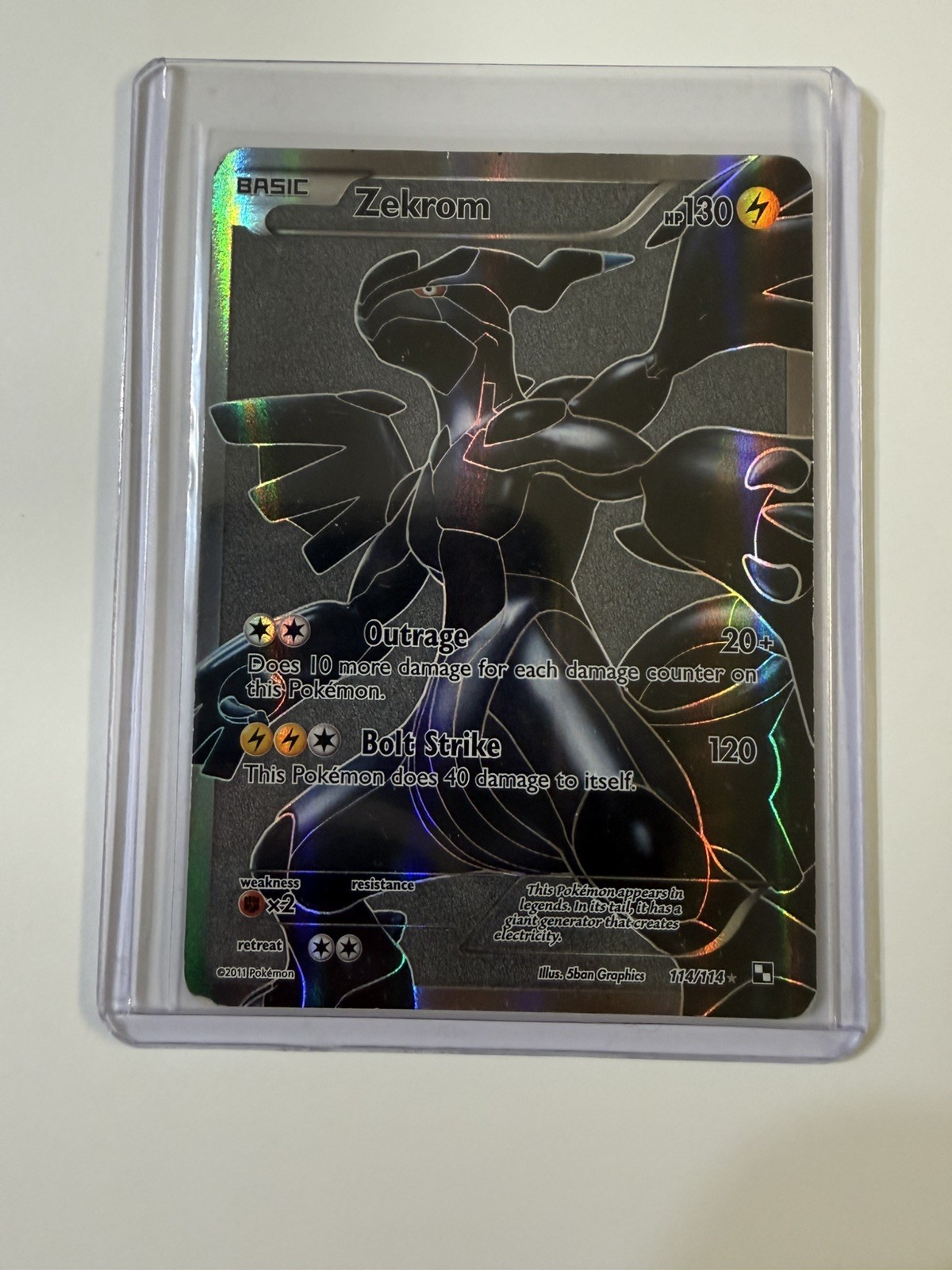 Zekrom 114/114 Black & White Base Full Art Holo Rare Pokemon Card LP