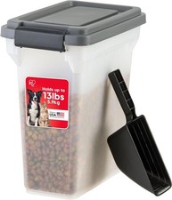 Dog Food Storage Container Airtight Lid 2-Cup Scoop Up to 13 Pounds Pet Food