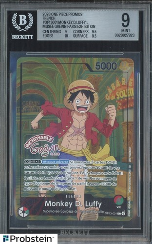One Piece Monkey D Luffy OP13-001 X Museum Grevin Promo Paris Exclusive BGS 9