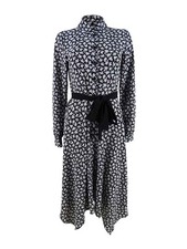 MICHAEL Michael Kors Women's Floral-Print Belted Dress (XS, Black/White)