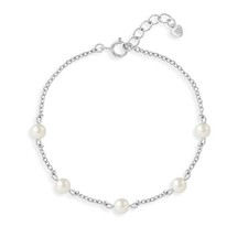 925 Sterling Silver Freshwater Cultured Pearl Adjustable Bracelet For Girls