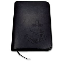 Bibelh&uuml;lle "Bibel/Kreuz/Strahlen" - Anthrazit - Kunstleder/ Standardbibel