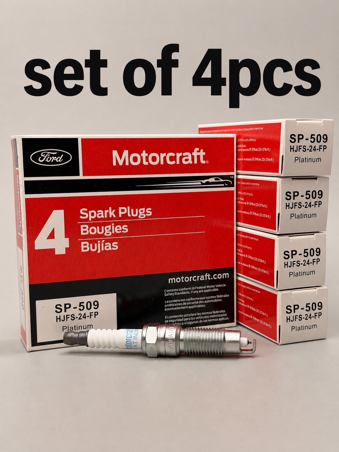 х4 OEM Genuine Motorcraft Platinum Spark Plug SP509 X HJFS24FPX Ford 4.6 5.4 6.8