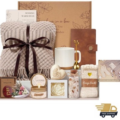Self Care Gift Set Cotton Blankets Cozy Socks Relaxation Spa Care Package